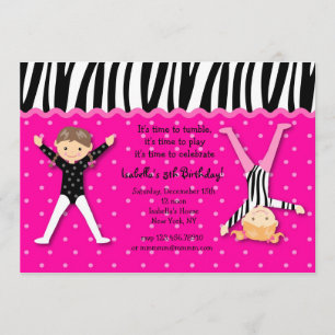 Gymnast Gymnastic Birthday Party Invitations