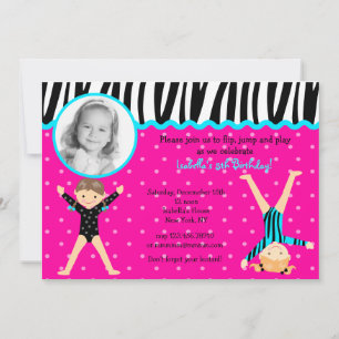 Gymnast Gymnastic Birthday Party Invitations