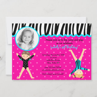Gymnast Gymnastic Birthday Party Invitations