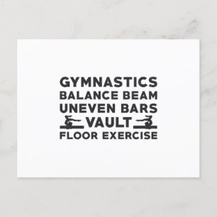 Gymnast Gymnastics Balance Beam Uneven Bars Vault Postcard