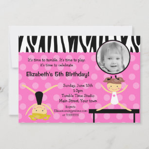 Gymnast Gymnastics Birthday Invitations