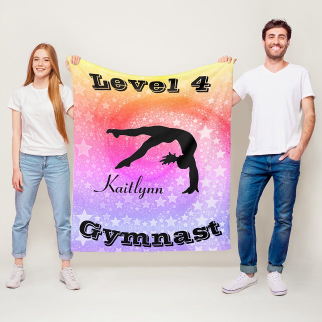 Gymnast Level Fleece Blanket w/ Her Level # & Name (In Situ)