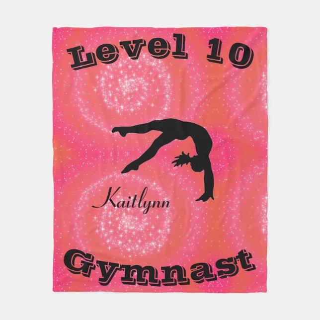 Gymnast Level Fleece Blanket w/ Her Level # & Name (Front)