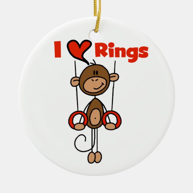 Gymnast Loves Rings Ceramic Tree Decoration (Front)