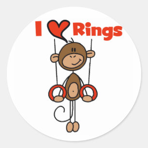 Gymnast Loves Rings Classic Round Sticker