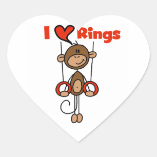 Gymnast Loves Rings Heart Sticker
