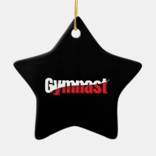 Gymnast - Mens Gymnastics Modern Typography Art Ceramic Tree Decoration