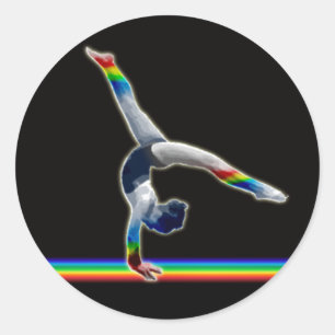 Gymnast on a Rainbow Beam Classic Round Sticker