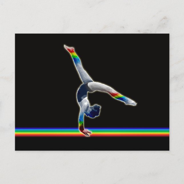 Gymnast on a Rainbow Beam Postcard (Front)