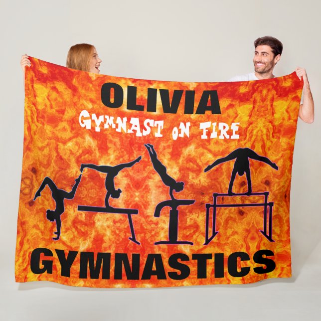 Gymnast on Fire - Girls Gymnastics Fleece Blanket (In Situ)