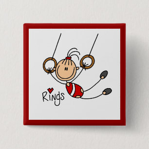 Gymnast on Rings 15 Cm Square Badge