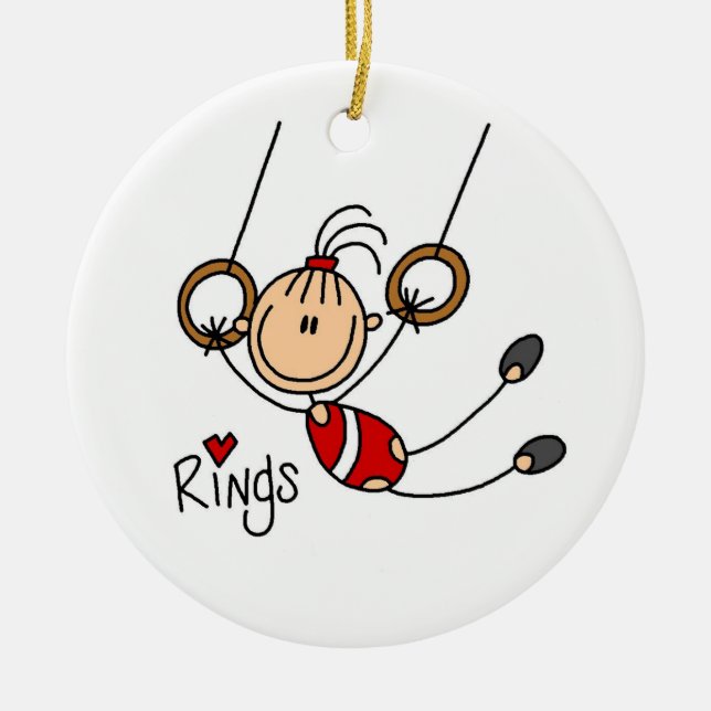 Gymnast on Rings Ceramic Tree Decoration (Front)