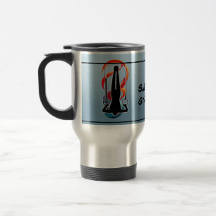Gymnast on Still Rings colourful logo Personalise Travel Mug