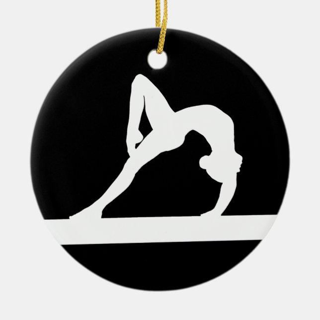 Gymnast Ornament w/Name Black (Front)