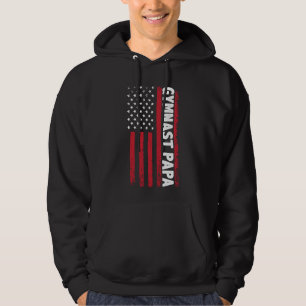 GYMNAST PAPA Sports Dad Player Coach USA Flag Hoodie