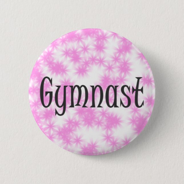 Gymnast Pink and White 6 Cm Round Badge (Front)