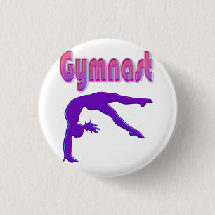 Gymnast Power Tumbling Purple Metallic 3 Cm Round Badge