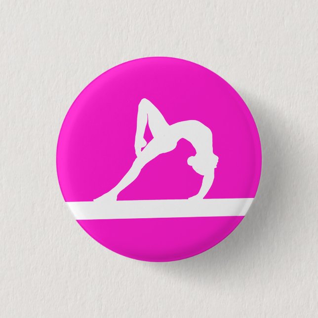 Gymnast Silhouette Button Pink (Front)