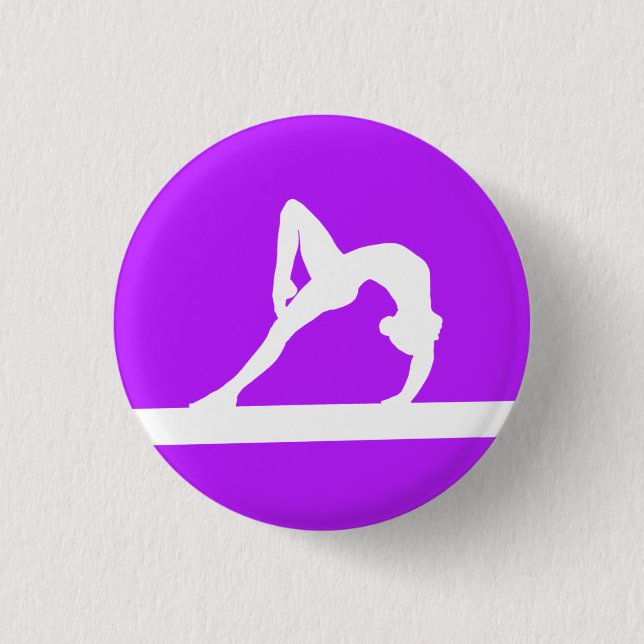 Gymnast Silhouette Button Purple (Front)