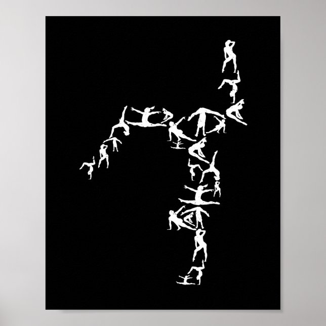 gymnast silhouette gymnastics dance handstand poster (Front)