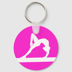 Gymnast Silhouette Keychain Pink