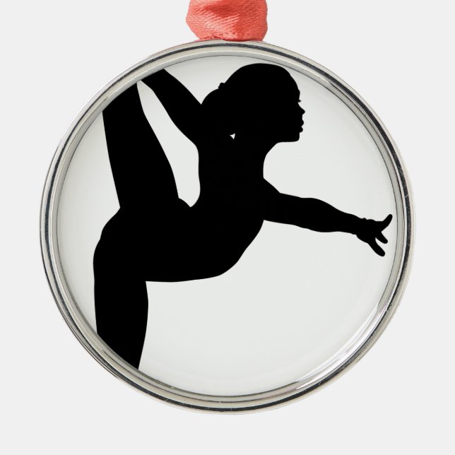 Gymnast Silhouette Metal Tree Decoration (Front)