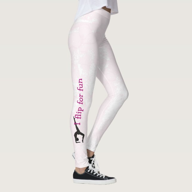 gymnast silhouette on light pink texture leggings (Right)