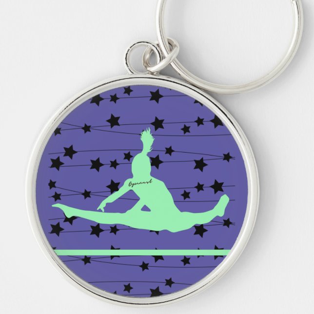 Gymnast Swirling Stars Key Ring (Front)