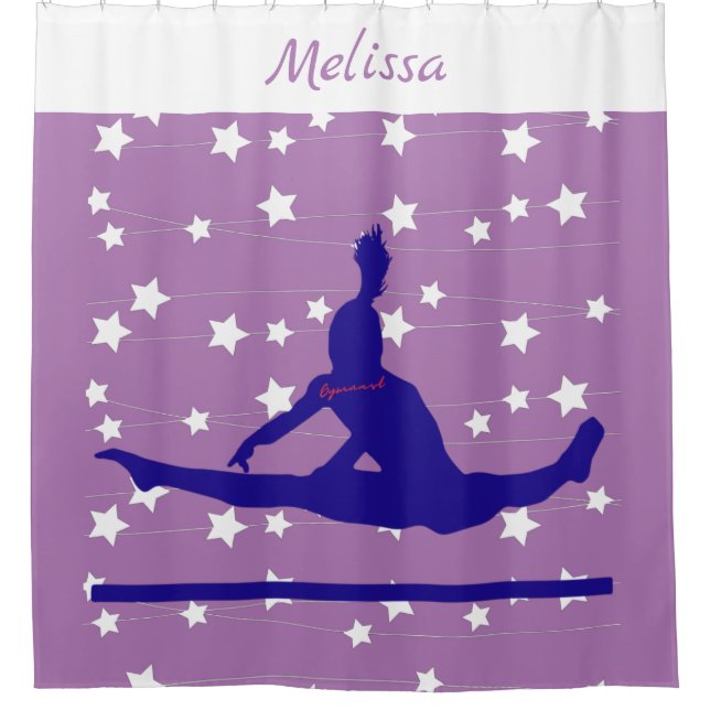 Gymnast Swirling Stars Shower Curtain (Front)