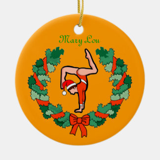 GymnastChick Wreath Handstand personalise ornament