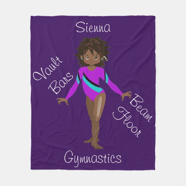 Gymnastic African American, Brown Eyes, Purple Leo Fleece Blanket (Front)