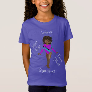 Gymnastic African American, Brown Eyes, Purple Leo T-Shirt