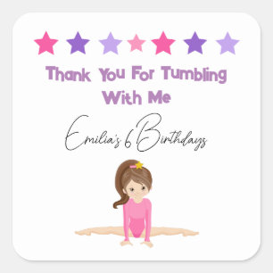 Gymnastic Birthday Cute Thank You Stickers