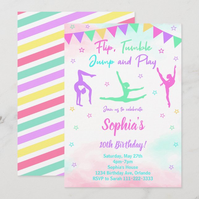 Gymnastic Birthday Invitation (Front/Back)