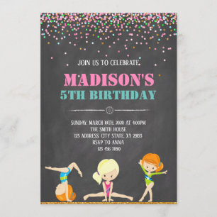 Gymnastic birthday invitation