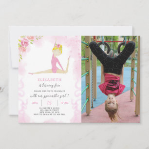 Gymnastic Birthday Invitation With Photo