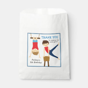 Gymnastic Birthday Party Favour Sacks red blue Bags