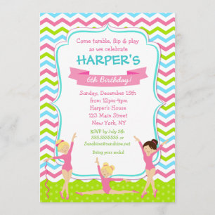 Gymnastic Birthday Party Invitations
