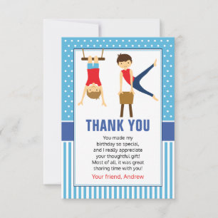 Gymnastic Birthday Party Thank You Note Card