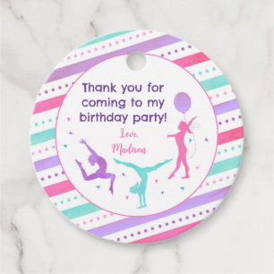Gymnastic Birthday Thank You Gift Favour Tags