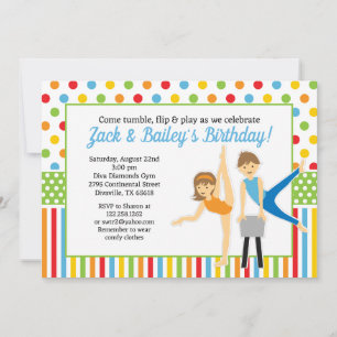 Gymnastic Boy and Girl Birthday Party Invitation
