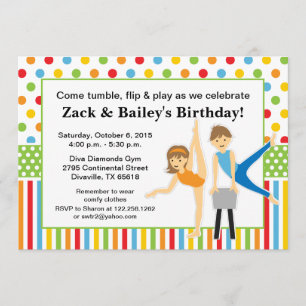 Gymnastic Boy and Girl Birthday Party Invitation
