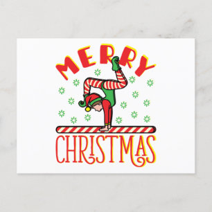 Gymnastic Elf on Beam Postcard