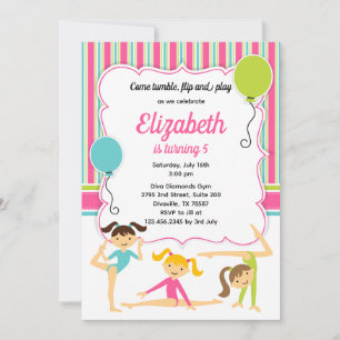 Gymnastic Girls Birthday Party Invitation