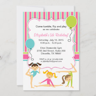 Gymnastic Girls Birthday Party Invitation