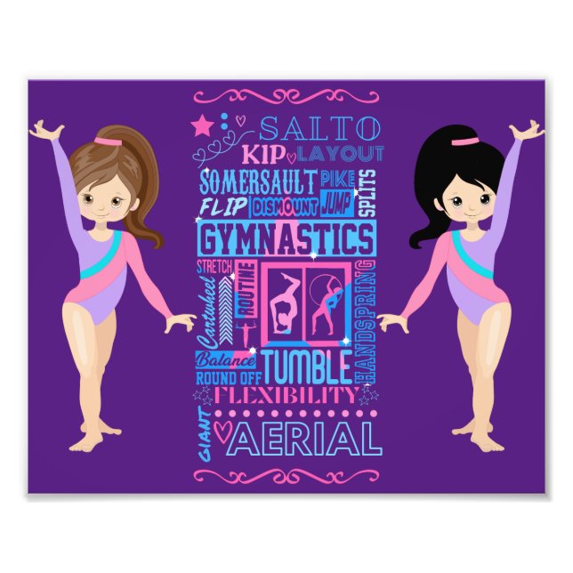 Gymnastic Girls Skill Words of Gymnastics   Photo Print (Front)