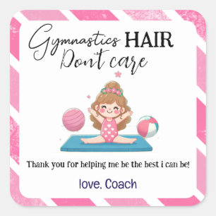 Gymnastic Hair Don't Care Square Sticker