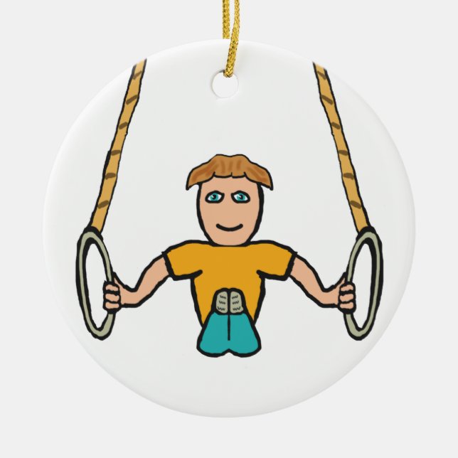 Gymnastic Rings Ceramic Tree Decoration (Front)