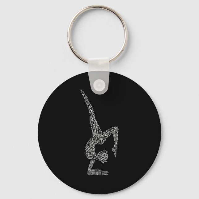 Gymnastic Typography Gymnast Gymnastics Sports Lov Key Ring (Front)