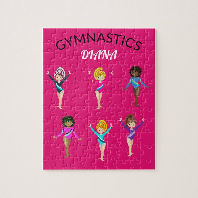 Gymnastics 6 gymnast personalised girl's puzzle. jigsaw puzzle (Vertical)